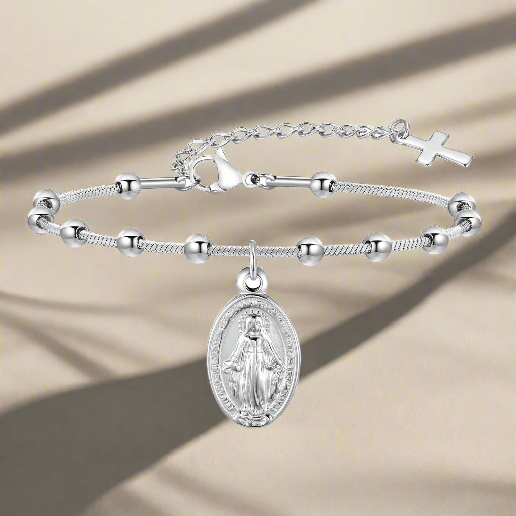 Divine Grace Rosary Bracelet – Faith Woven in Golden Beauty