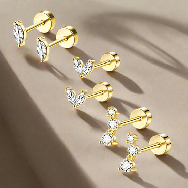 Crystal Dusk Mini Stud Set – Elegant Sparkle for Every Piercing
